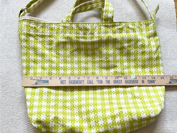 BAGGU Horizontal Zip Duck Bag Chartreuse Pixel Gingham - Image 9