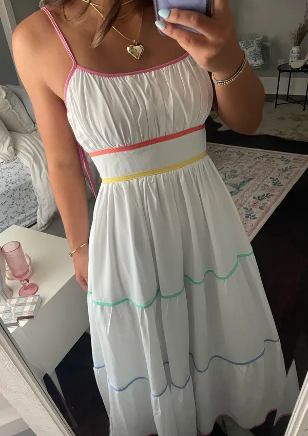 Entro white dress with rainbow detail - Image 5