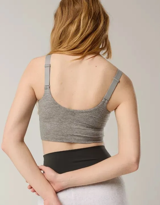 Aerie Offline The Hugger Longline Sports Bra Grey - Image 2