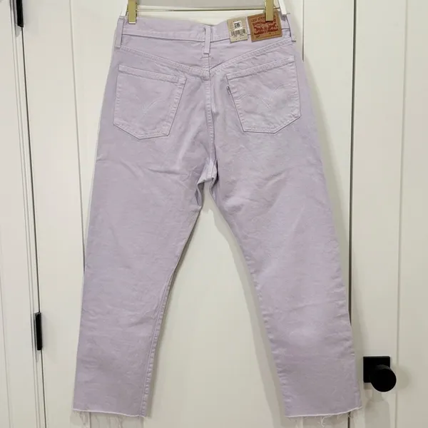 NWT Levi’s 501 Cropped Jeans 30x26 Light Purple Straight Leg Pastel Festival - Image 5