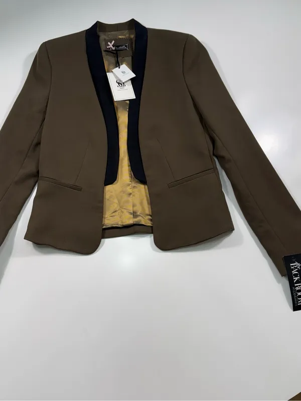 Sinequanone Brown Blazer with Black Shawl Lapel - Women's Tailored Jacket - Image 2