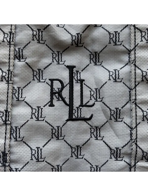 Vintage Ralph Lauren Jacquard Open Tote in Black/Silver Logo Embroidered - Image 2