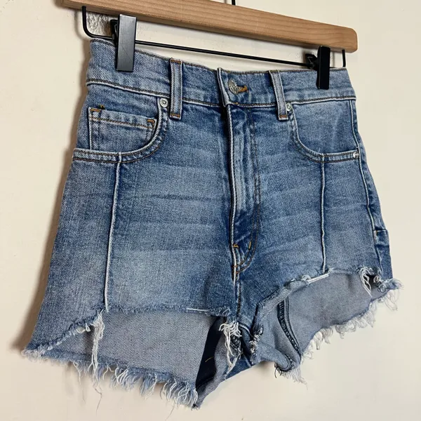 REVICE- Venus Star Denim Jean Shorts Distressed Raw Hem Festival Boho Summer - Image 3
