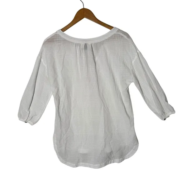 Womens Embroidered Peasant Blouse Size XS White BOHO Cotton Lightweight - Image 2