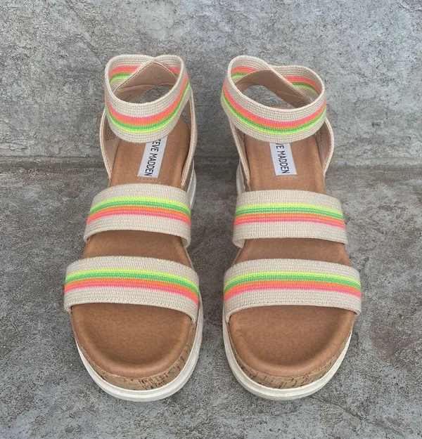 Steve Madden Bandi Neon Stripe Platform Sandals - Image 3