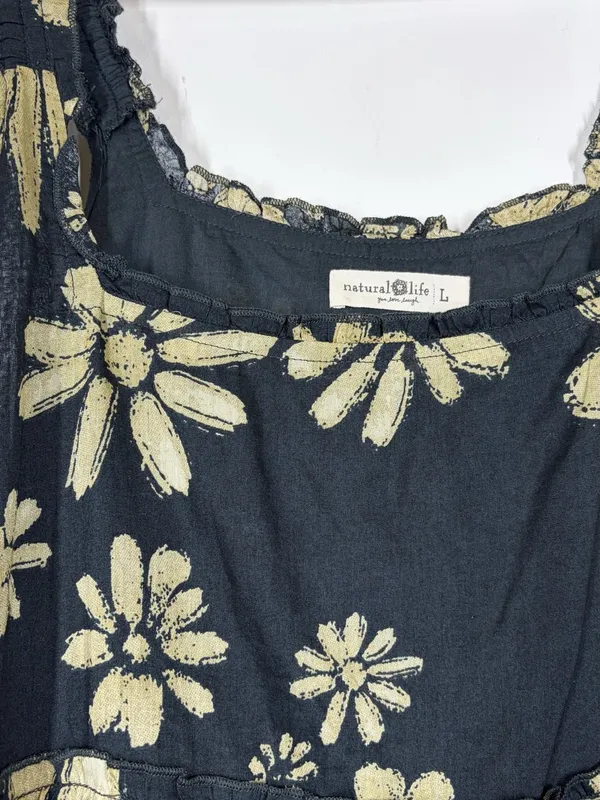 Natural Life Adele 100% Cotton Floral Maxi Dress Size Large - Image 8