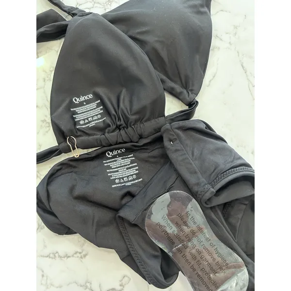 NWOT Quince Black Italian Full Coverage Ring Triangle Bikini Top & Bottom Set - Image 3