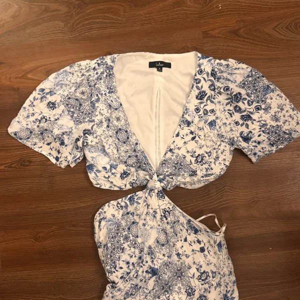 LULUS Stroll the Avenues White Floral Print Tie-Front‎ Maxi Dress - Image 3