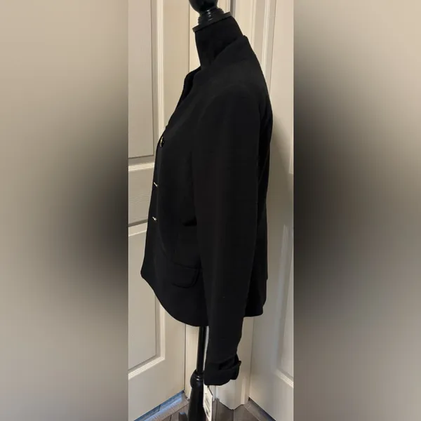 NWT DKNY Black Military Blazer Jacket Double-Breasted Gold Button Stand Collar - Image 6