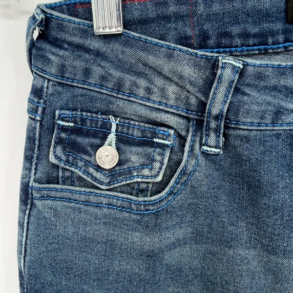 True Religion Billie Mid Rise Flap Straight Jeans Womens 24 Blue Y2K Indie Retro - Image 5