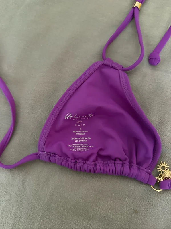 PacSun Purple Triangle String Bikini Top with Gold Accents - Image 2