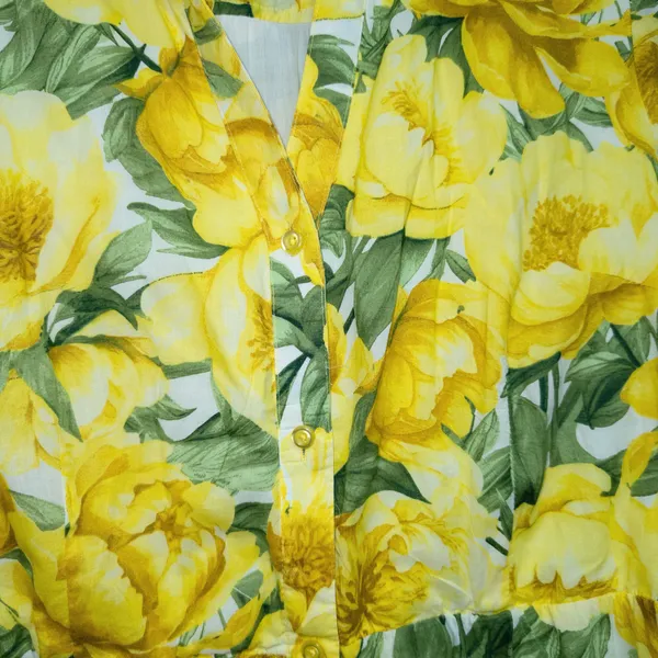 Carla Rockmore Collection Yellow Floral 100% Cotton Printed Shirtdress Large - Image 5