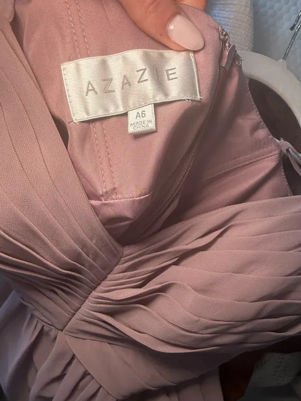 Azazie Bridesmaid Dress Chiffon Dusk - Image 4