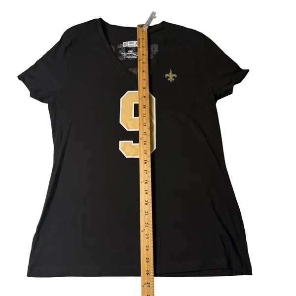 NFL Team Apparel New Orleans Saints Drew Brees 9 Black V-Neck Tee Womens M NEW - Image 4