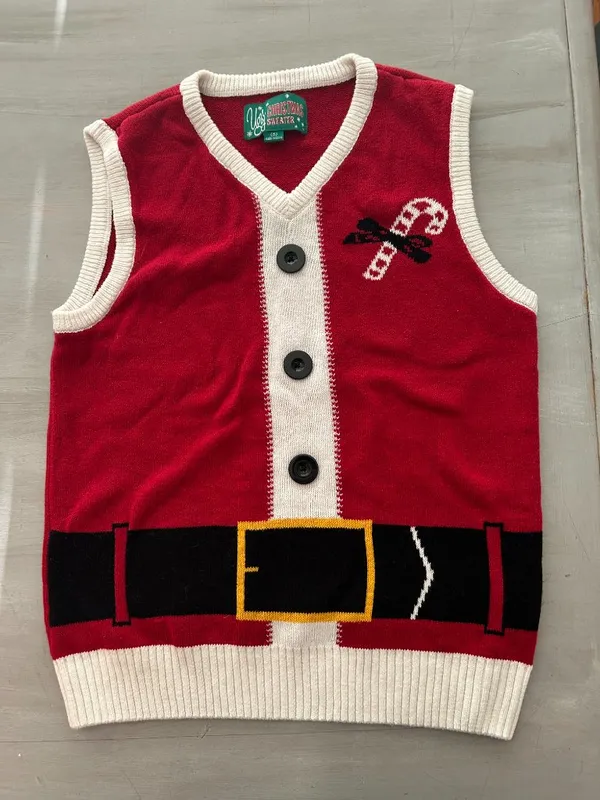 Santa Ugly Christmas Sweater Vest Women Size Small Tacky Christmas Santa Costume - Image 6