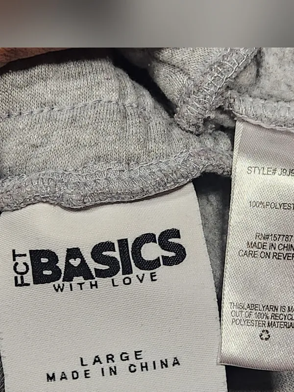 FCT Basics Grey Sweat Shorts Womens Large Elastic Waist Pockets Fleece Lounge - Image 2