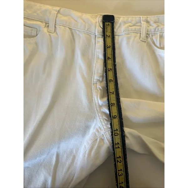 Denim White Cropped Jeans Frayed Hem Straight Leg Made in USA Size 10 - Image 7