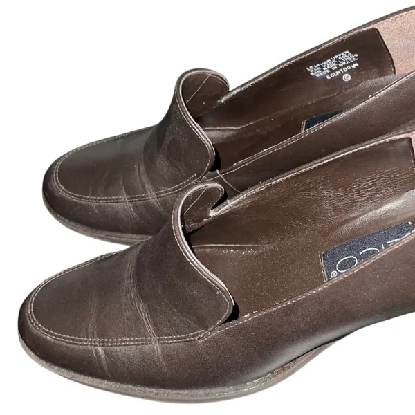 Vintage Calico Slip on Oxford Loafers Chunky Heel Shoes Made in brazil Size 7 - Image 2
