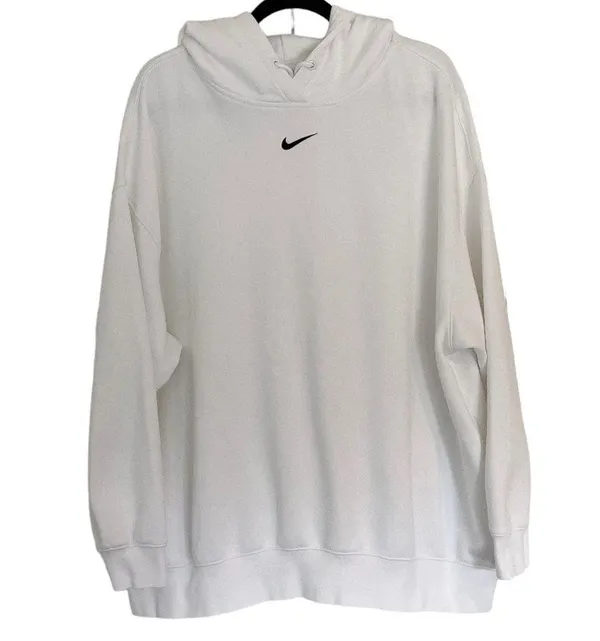 Nike Sportswear Oversized Fleece Hoodie Center Swoosh White Sz XXL - Image 4