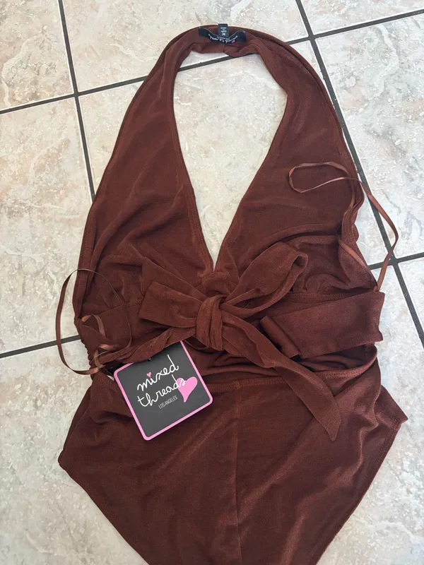 Halter bodysuit top Brown Size M - Image 2