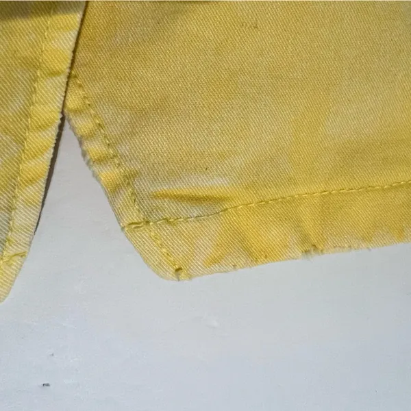 Retrofête Willa Yellow Denim Mini Dress Ruched Button Front Italy M - Image 13