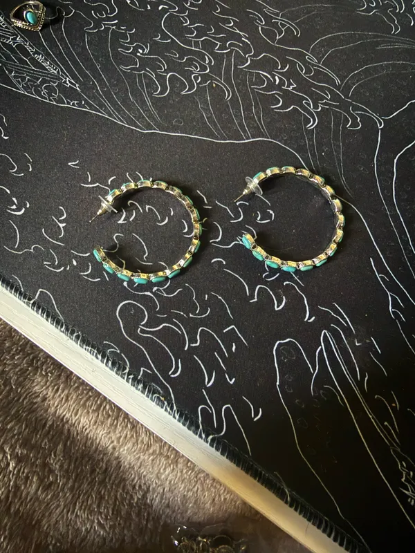 Turquoise Earrings Boutique Silver Hoop - Image 2