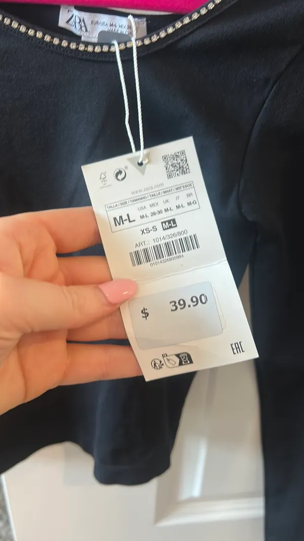 Zara Black Rhinestone Long Sleeve Top - Image 4