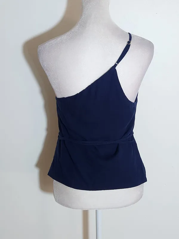 Abercrombie & Fitch Navy Blue One Shoulder Top Asymmetrical Hem Size XS - Image 3