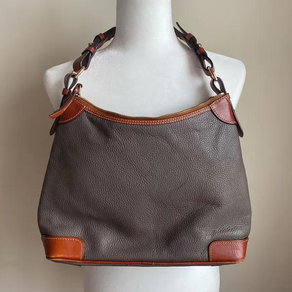 Dooney and Bourke Taupe Elephant Gray Pebbled Leather Shoulder Bag - Image 3
