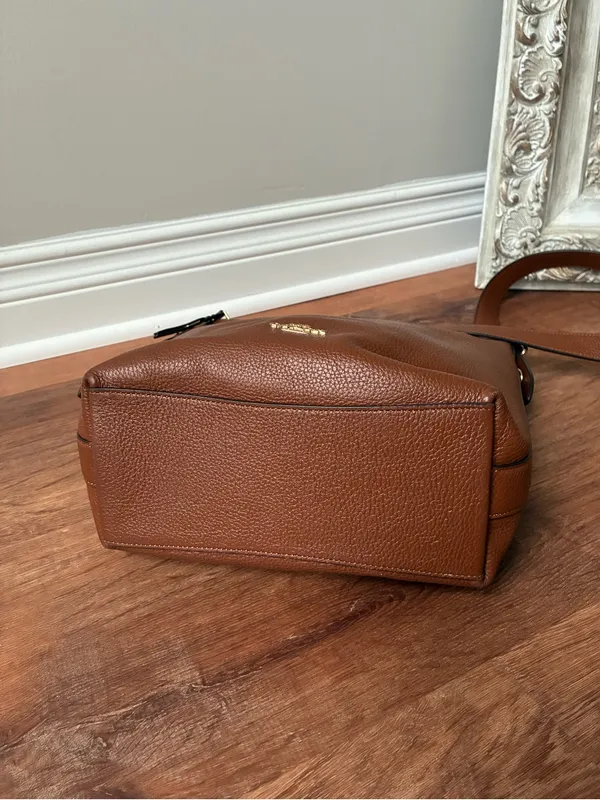 Coach Val Leather Crossbody Duffle Bag, Redwood Brown / Gold, C2818 - Image 8