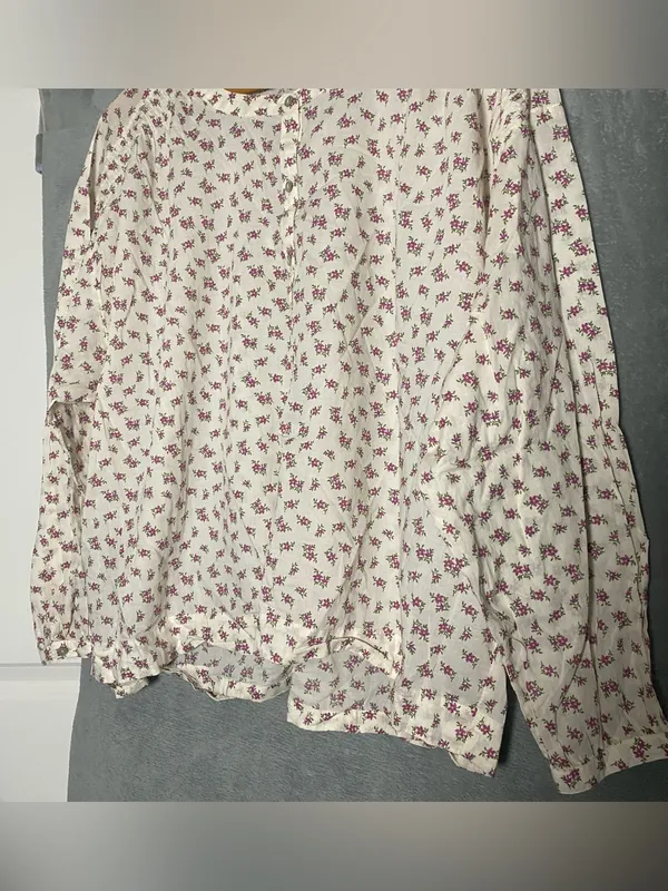 Lucky Brand Cream Blouse with Pink Floral Print XL lightweight boho - Image 6