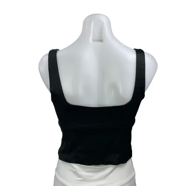 Aritzia Wilfred Shine Women's Black Sleeveless Satin Cropped Tank Bustier Top S - Image 3
