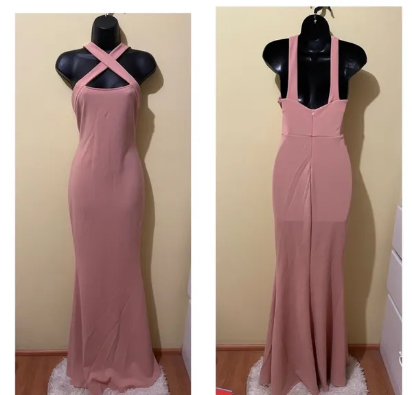 Blush Pink Cross‑Strap Mermaid Evening gown Dress NEW - Image 5