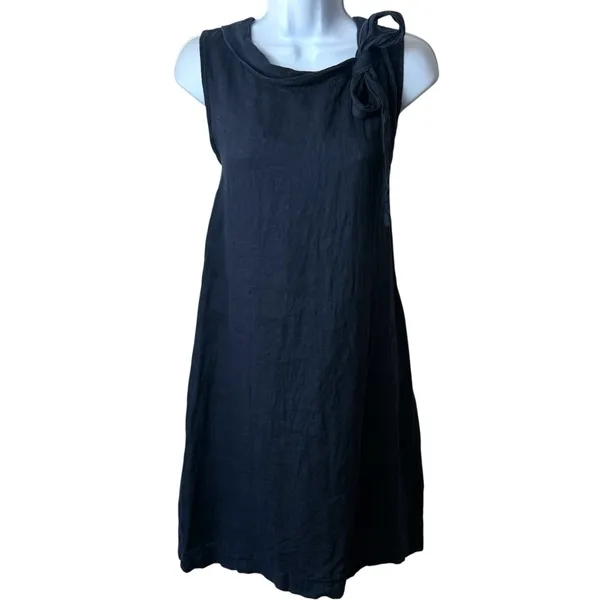 Unbranded‎ 100% Linen Made In Italy Tie Neck A-Line Dress Resort Travel Luxury S - Image 2