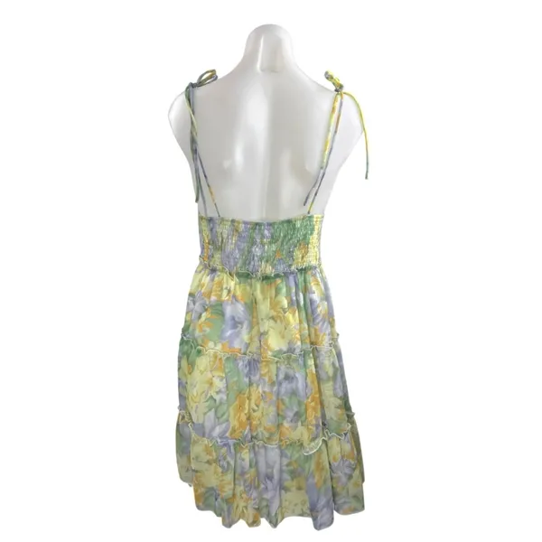 Women's Multicolor Floral Ruffled Tiered Mini Cami Tank Flare A-Line Dress Sz S - Image 3