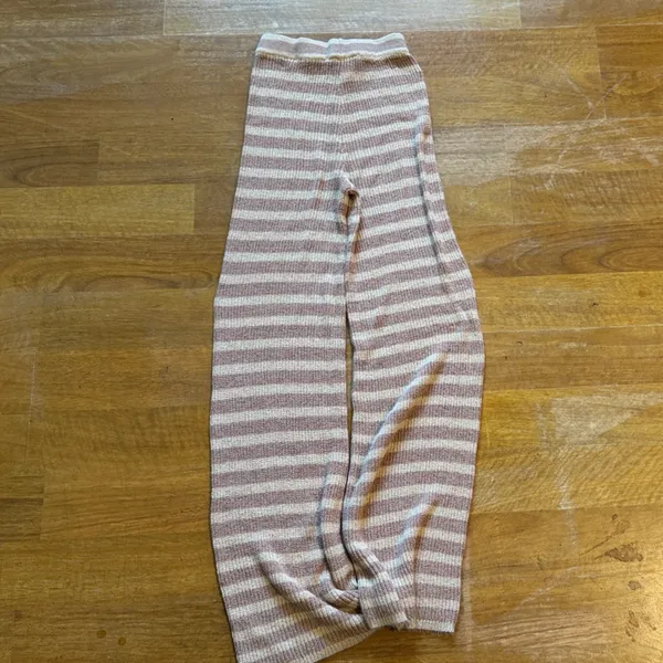 Striped Women's Straight Leg Pants Brown Size XS - Image 3