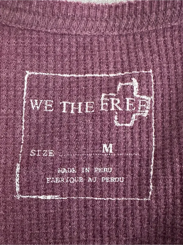 Free People We The Free Women’s Medium Purple Waffle Knit Thermal Top - Image 5