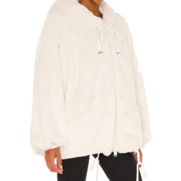 Free People Movement Take a Moment Faux Fur Hooded Jacket in ivory. - Image 10
