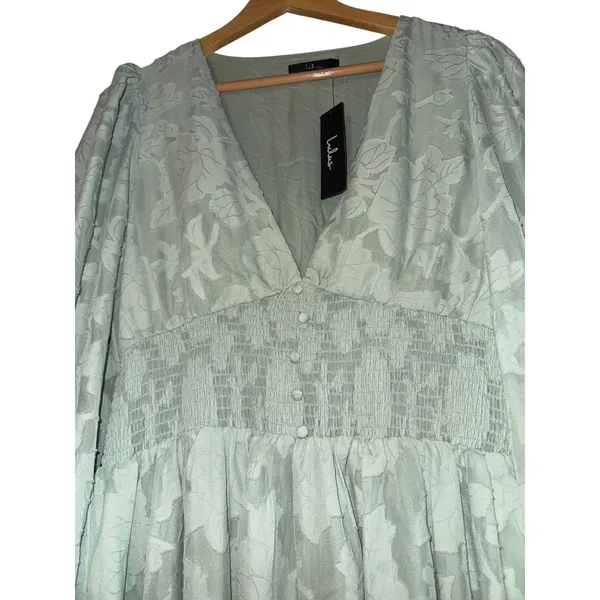 New‎ Lulus NW Tomorrow & Always Light Sage Green Burnout Floral Mini Dress Large - Image 3
