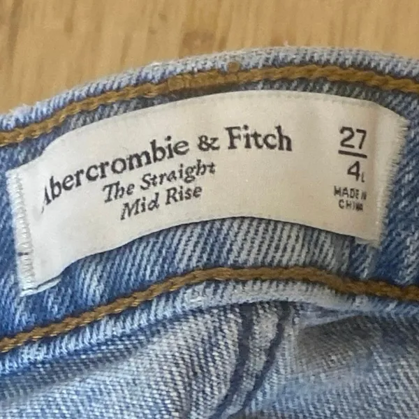 Abercrombie & Fitch The Straight Mid Rise Blue Relaxed Denim Jeans Size 27 - Image 5