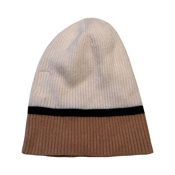 Maeve by Anthropologie Ribbed Colorblock Beanie Cream Black Brown One Size - Image 5