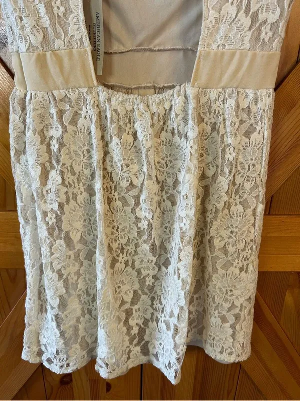 American Eagle Summer Lace Overlay Dress White Cream Size 2 Cap Sleeve nwt (069 - Image 5
