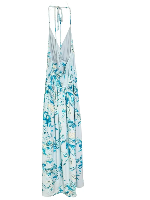 NWT Cupshe Dusk Delight Tropical Maxi Dress Blue Size S - Image 6
