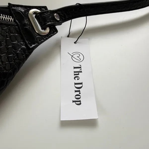 The Drop Black Faux Croc Belt‎ Bag Fanny Pack Waist Pouch Minimalist NEW - Image 3