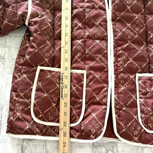 NWT Omoone Boho Brown Floral Quilted Padded Lightweight Puffer Coat Jacket Sz XS - Image 9