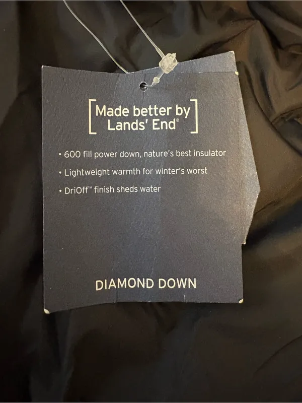 Lands’ End Diamond Down Vest Black XL 18-20 NWT 600 Fill Puffer - Image 5