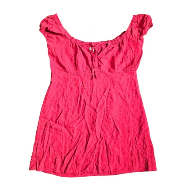 Aeropostale‎ NWT Tie-Neck Empire Dress Red Linen Blend Women's XL - Image 3