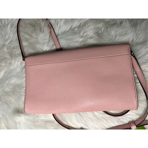 Kate Spade Pink Clutch Crossbody New Canvas Gold Plated - Image 7