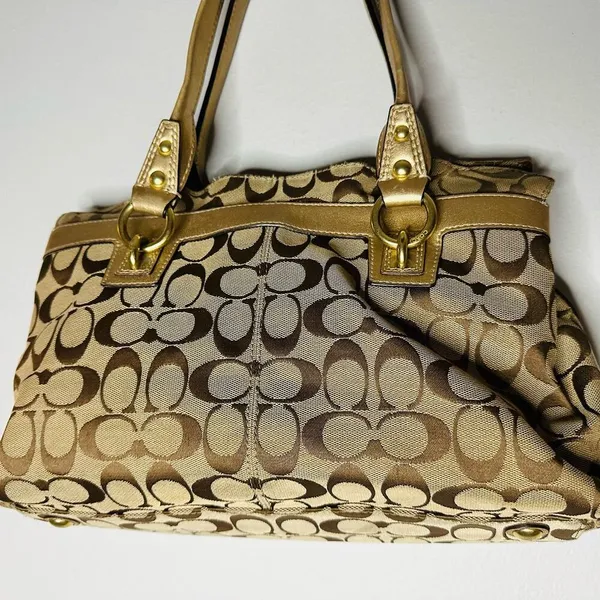 COACH Women's Brown Penelope Signature Leather Duffle Hobo Shoulder Handbag - Image 10