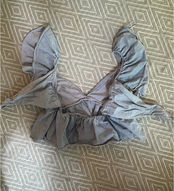 Denim ruffle sleep top Blue - Image 2